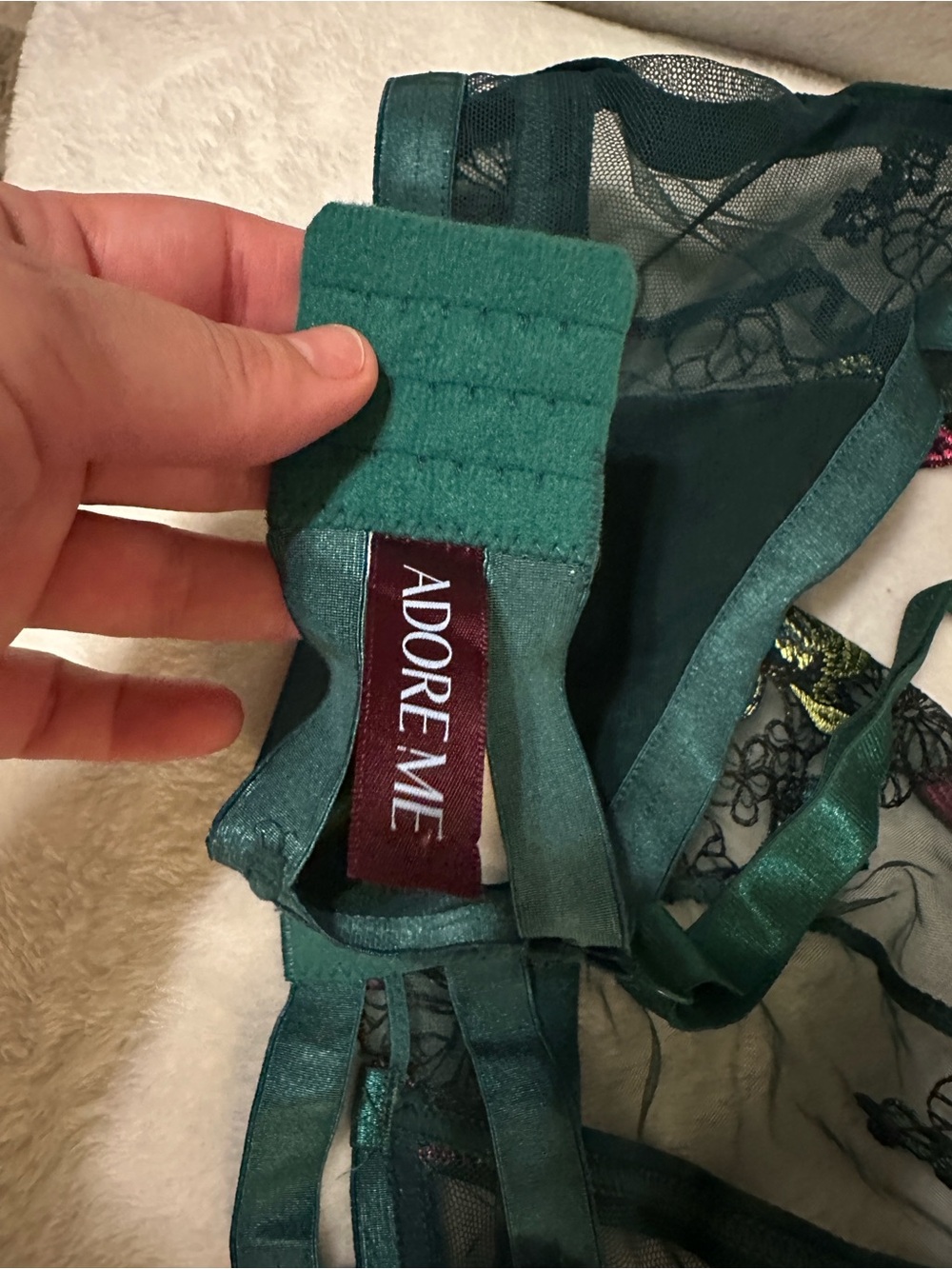 Adore Me Emerald Green Mesh Floral Bralette 2xl